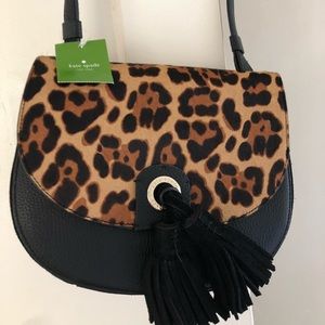 Black leather and Cheetah Kate Spade bag